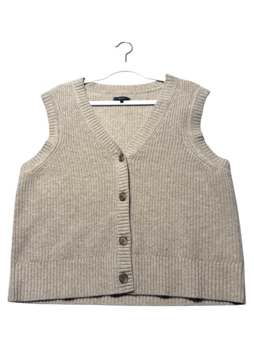 Quince Cashmere Fisherman Sweater Vest, Size Large